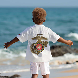 African American Heroes Kid Hawaiian Shirt Montford Point Marines - White - African Pride