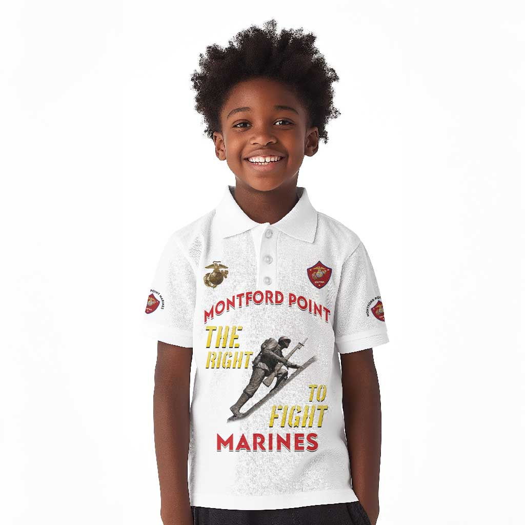African American Heroes Kid Polo Shirt Montford Point Marines - White - African Pride