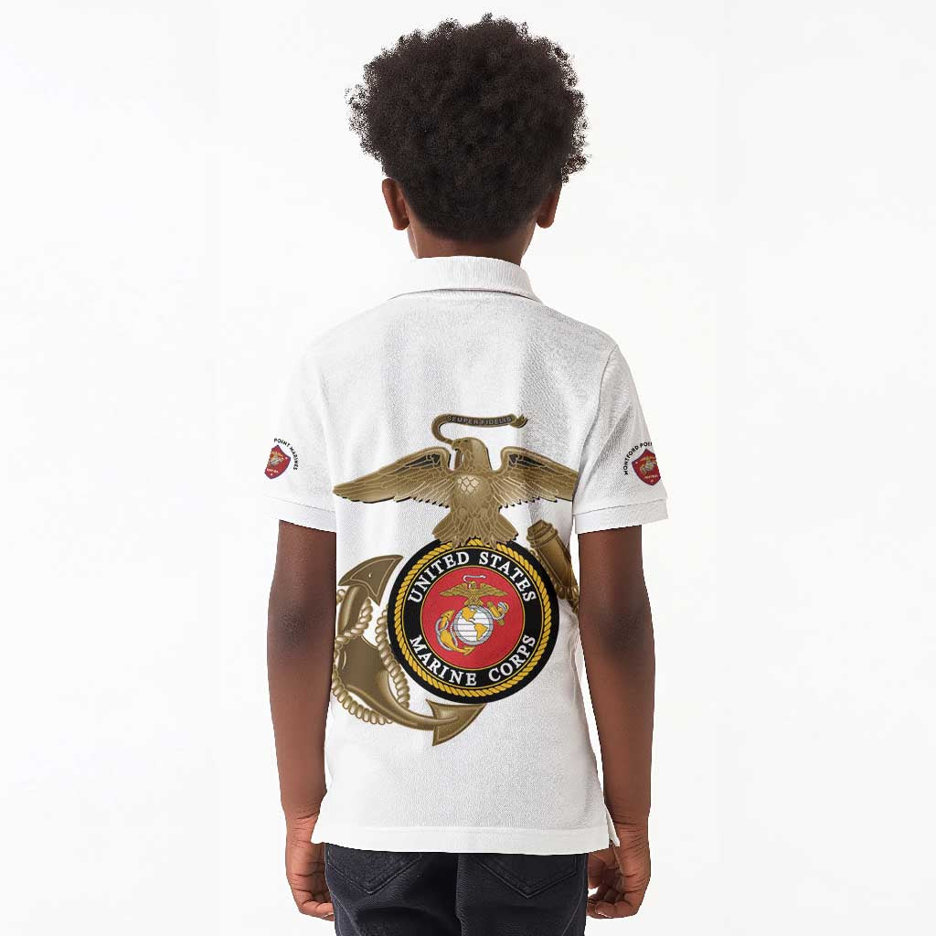 African American Heroes Kid Polo Shirt Montford Point Marines - White - African Pride