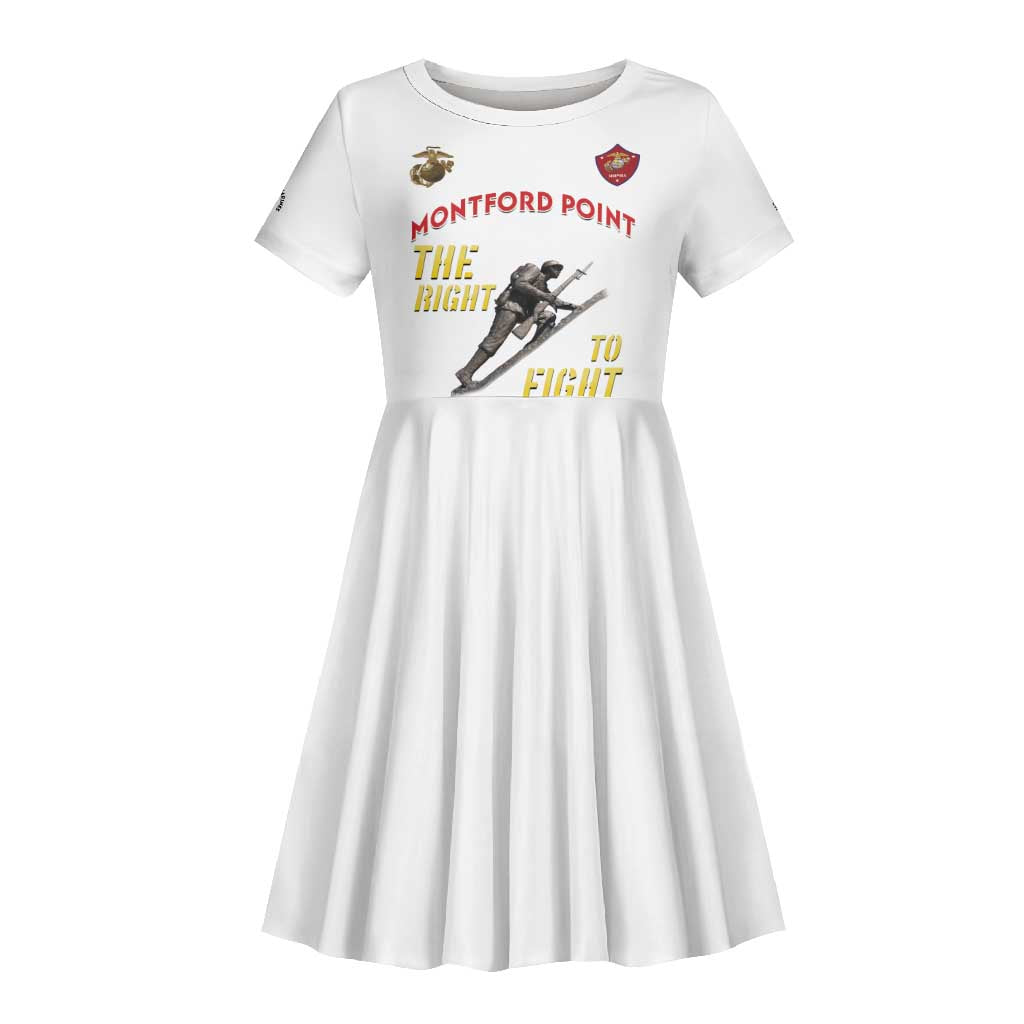 African American Heroes Kid Short Sleeve Dress Montford Point Marines - White - African Pride