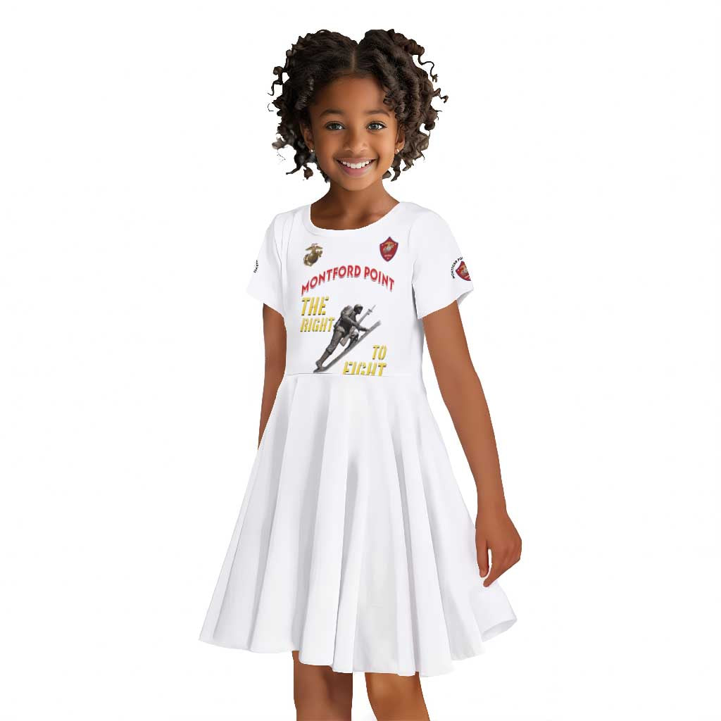 African American Heroes Kid Short Sleeve Dress Montford Point Marines - White - African Pride