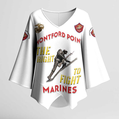 Montford Point Marines Kimono Sleeve Blouse The Right To Fight - White