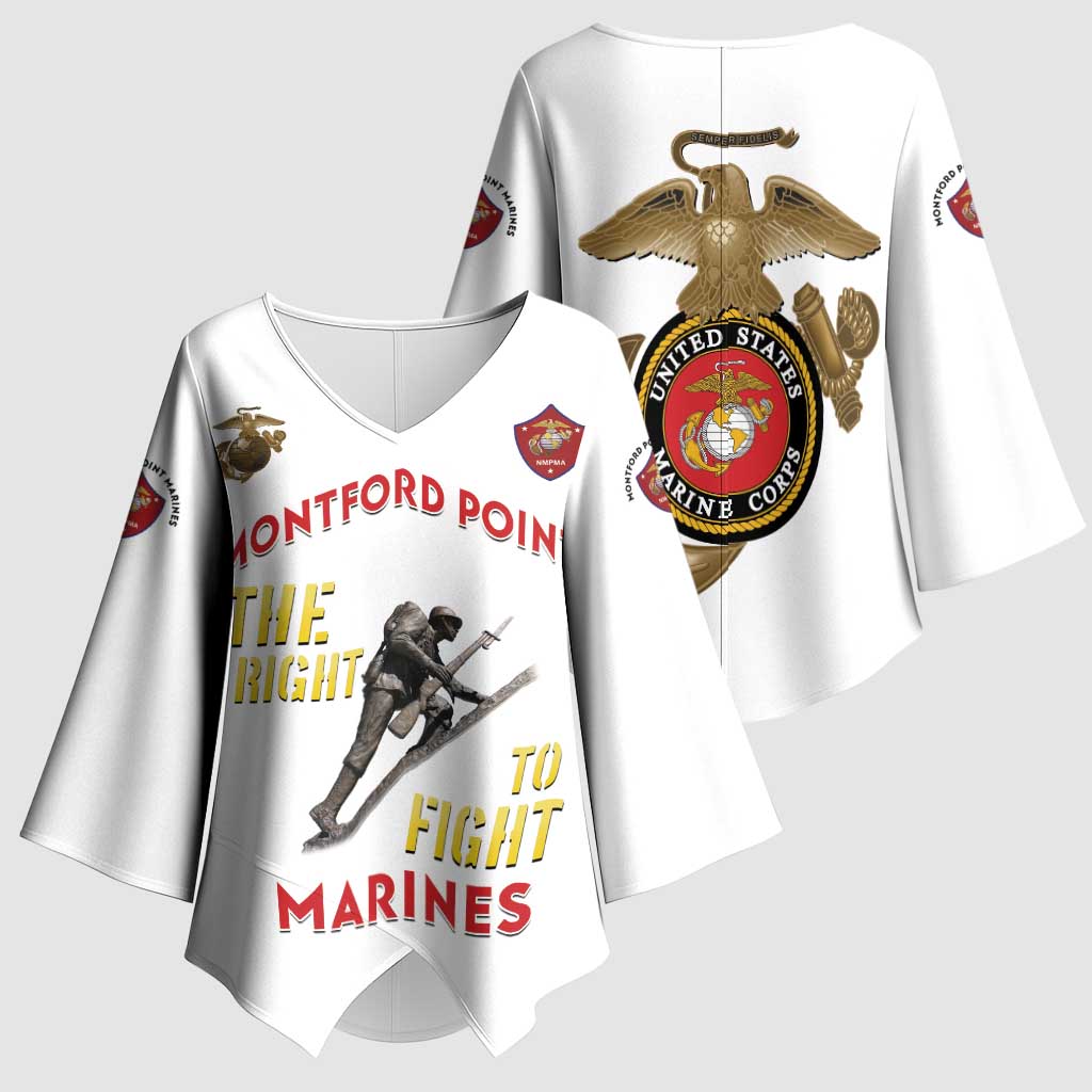 Montford Point Marines Kimono Sleeve Blouse The Right To Fight - White