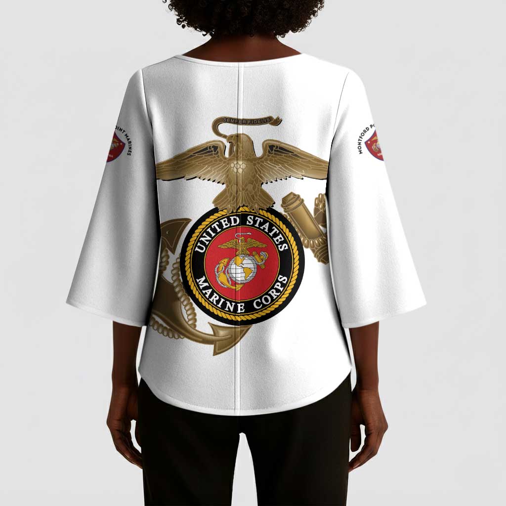 Montford Point Marines Kimono Sleeve Blouse The Right To Fight - White