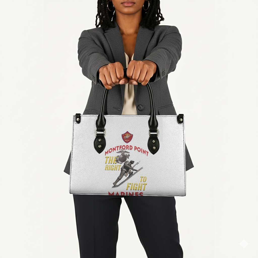 Montford Point Marines Leather Bag The Right To Fight - White