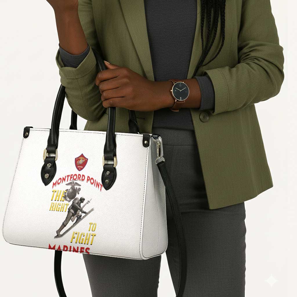 Montford Point Marines Leather Bag The Right To Fight - White