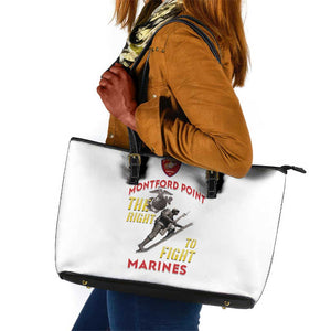 African American Heroes Leather Tote Bag Montford Point Marines - White - African Pride
