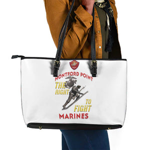 African American Heroes Leather Tote Bag Montford Point Marines - White - African Pride