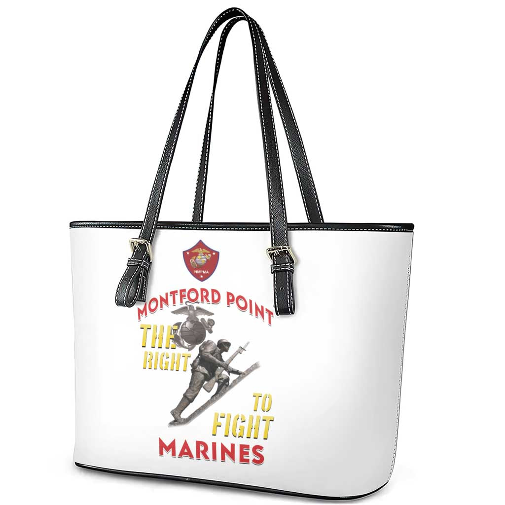 African American Heroes Leather Tote Bag Montford Point Marines - White - African Pride