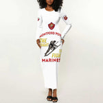 African American Heroes Long Sleeve Bodycon Dress Montford Point Marines - White - African Pride