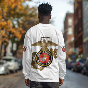 African American Heroes Long Sleeve Shirt Montford Point Marines - White - African Pride