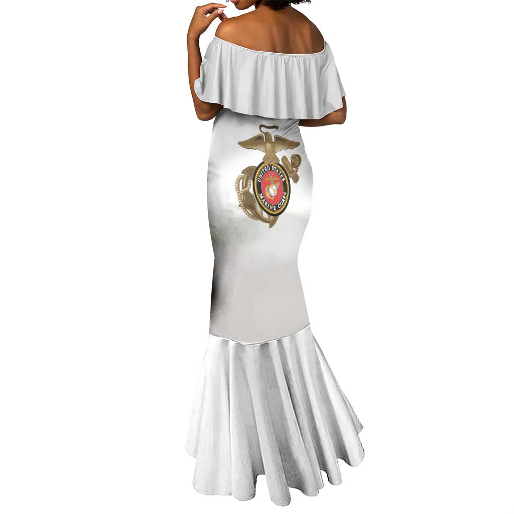African American Heroes Mermaid Dress Montford Point Marines - White - African Pride