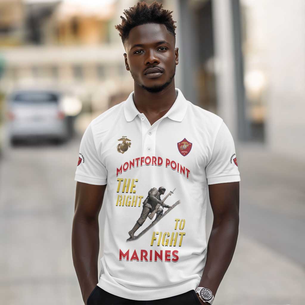 African American Heroes Polo Shirt Montford Point Marines - White - African Pride