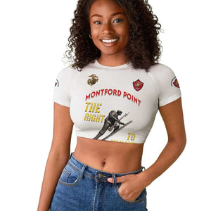 African American Heroes Raglan Cropped T shirt Montford Point Marines - White - African Pride