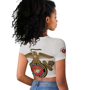African American Heroes Raglan Cropped T shirt Montford Point Marines - White - African Pride