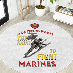 African American Heroes Round Carpet Montford Point Marines - White - African Pride