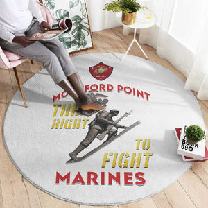 African American Heroes Round Carpet Montford Point Marines - White - African Pride