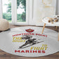 African American Heroes Round Carpet Montford Point Marines - White - African Pride