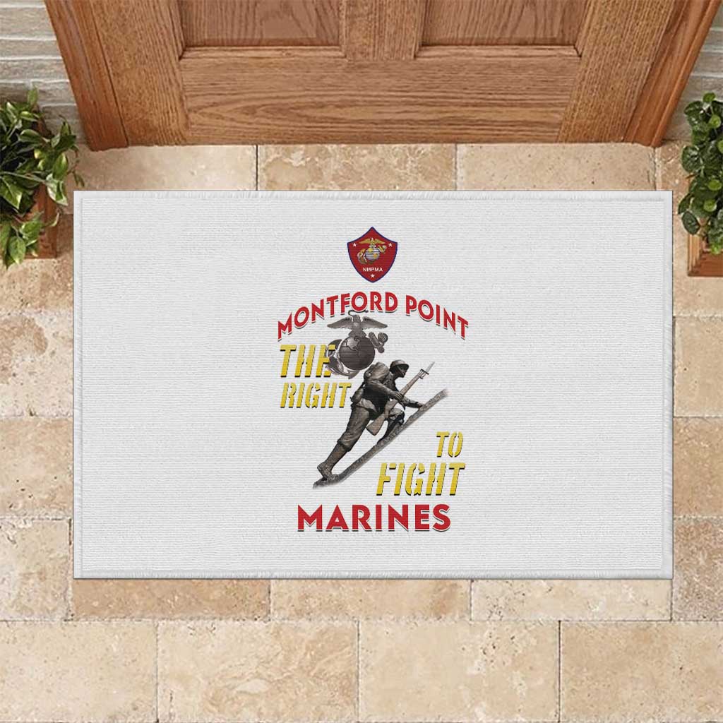African American Heroes Rubber Doormat Montford Point Marines - White - African Pride