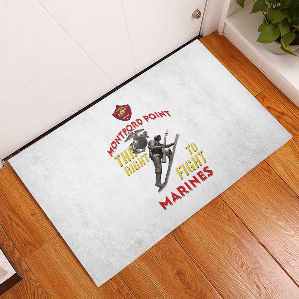 African American Heroes Rubber Doormat Montford Point Marines - White - African Pride