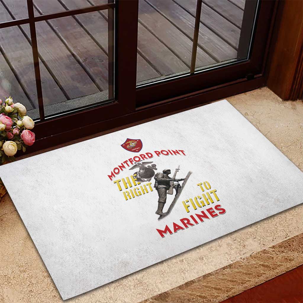 African American Heroes Rubber Doormat Montford Point Marines - White - African Pride