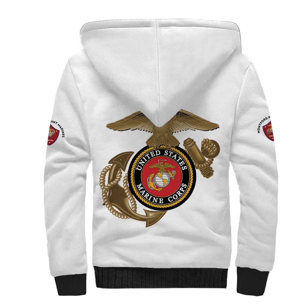 African American Heroes Sherpa Hoodie Montford Point Marines - White - African Pride