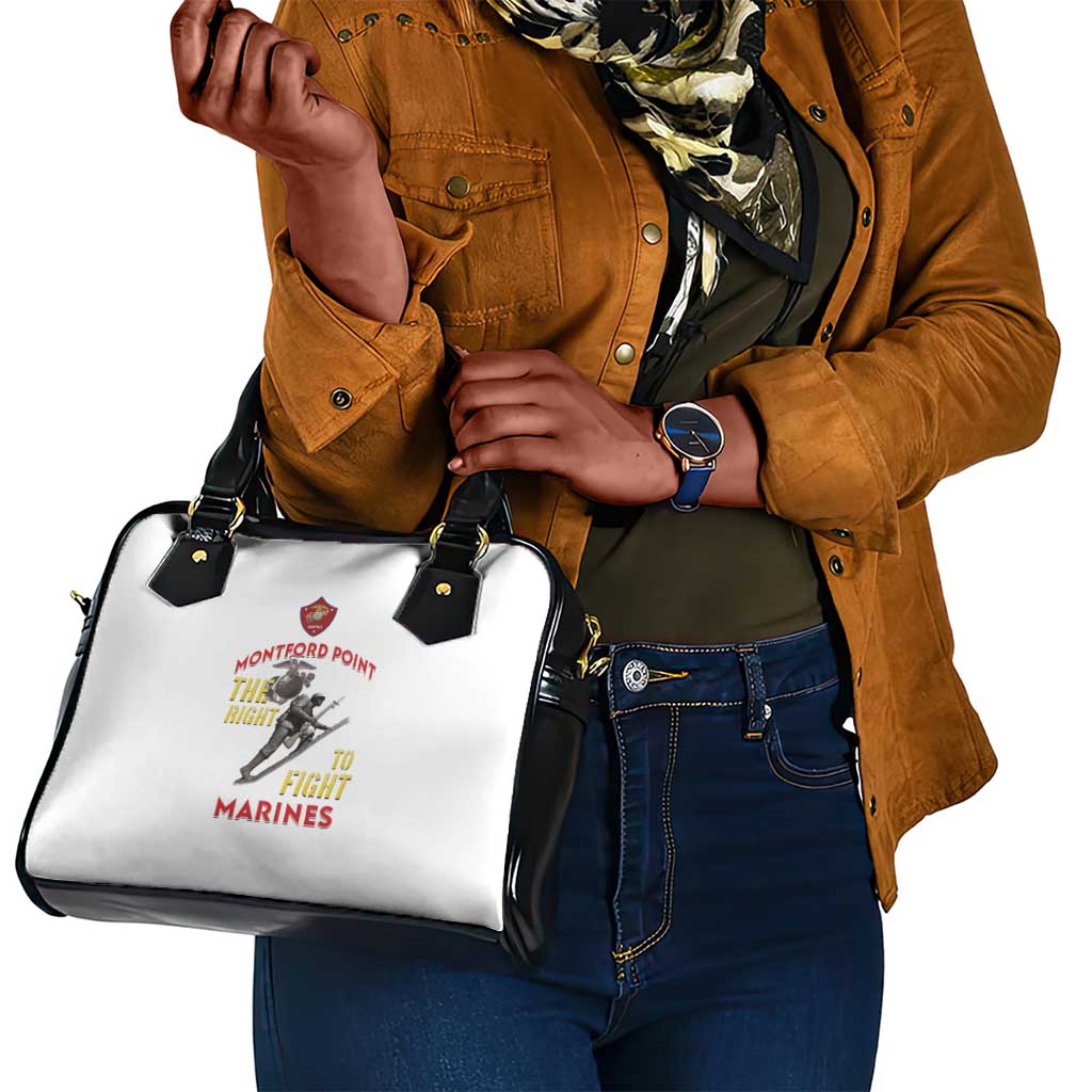 African American Heroes Shoulder Handbag Montford Point Marines - White - African Pride