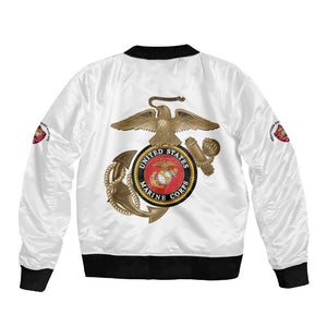 African American Heroes Sleeve Zip Bomber Jacket Montford Point Marines - White - African Pride