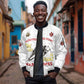 African American Heroes Sleeve Zip Bomber Jacket Montford Point Marines - White - African Pride