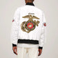 African American Heroes Sleeve Zip Bomber Jacket Montford Point Marines - White - African Pride