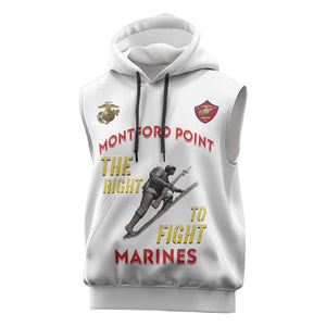 African American Heroes Sleeveless Hoodie Montford Point Marines - White - African Pride