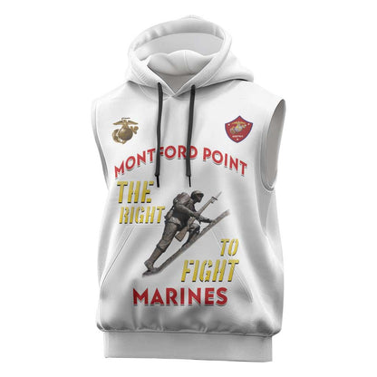 African American Heroes Sleeveless Hoodie Montford Point Marines - White - African Pride