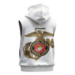 African American Heroes Sleeveless Hoodie Montford Point Marines - White - African Pride