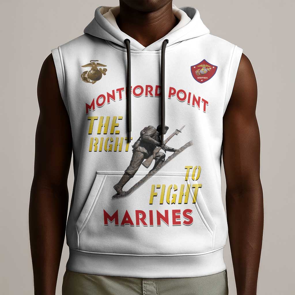 African American Heroes Sleeveless Hoodie Montford Point Marines - White - African Pride