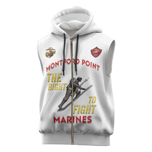 African American Heroes Sleeveless Zip Hoodie Montford Point Marines - White - African Pride