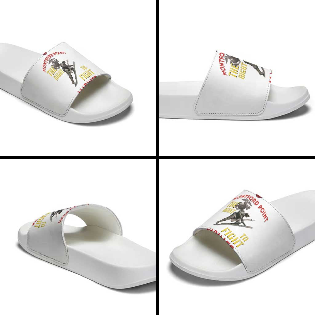 Montford Point Marines Slide Sandals The Right To Fight - White