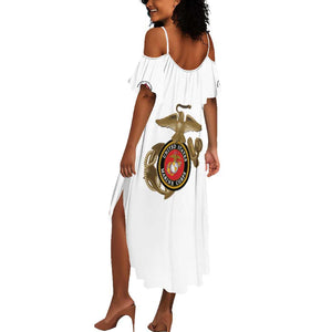 African American Heroes Summer Maxi Dress Montford Point Marines - White - African Pride