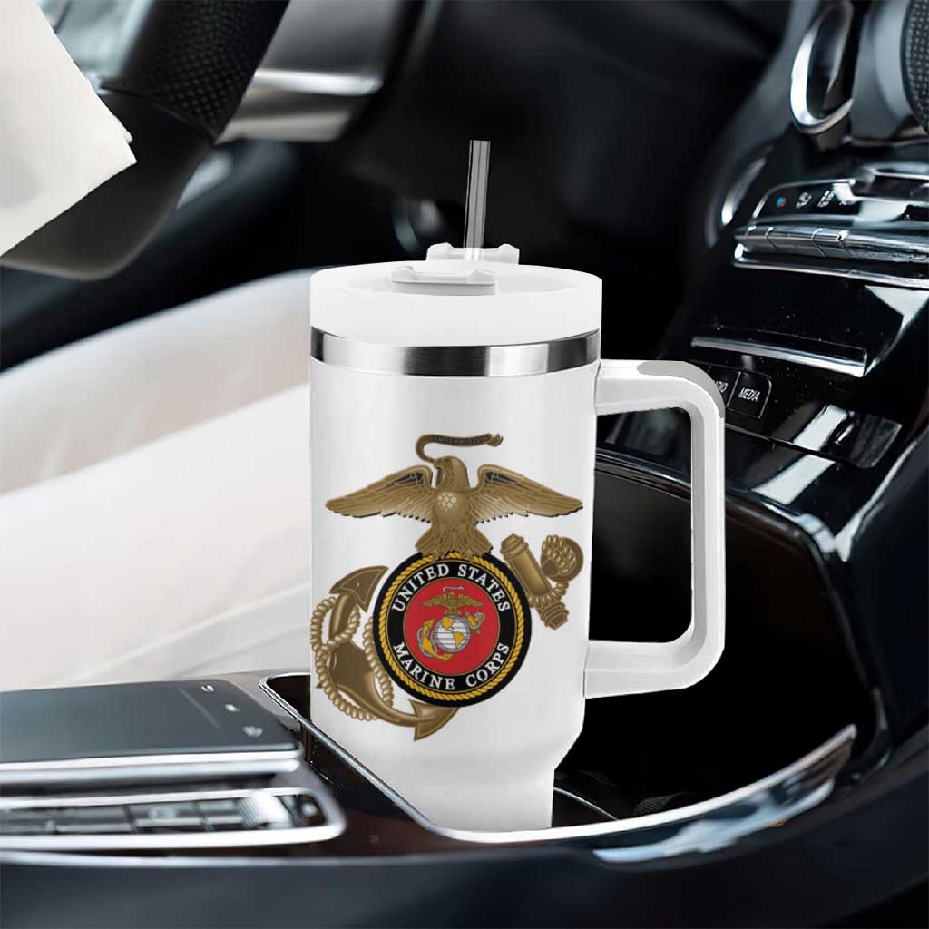 African American Heroes Tumbler With Handle Montford Point Marines - White - African Pride