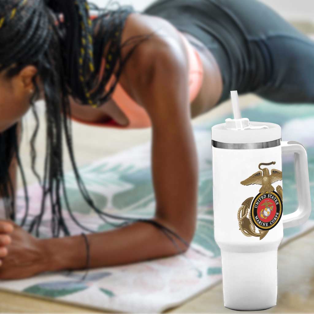 African American Heroes Tumbler With Handle Montford Point Marines - White - African Pride