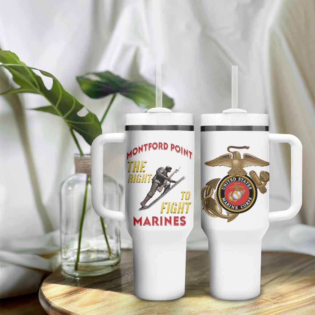 African American Heroes Tumbler With Handle Montford Point Marines - White - African Pride
