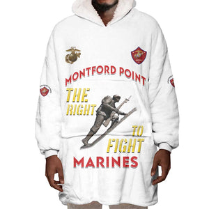 African American Heroes Wearable Blanket Hoodie Montford Point Marines - White - African Pride