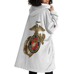 African American Heroes Wearable Blanket Hoodie Montford Point Marines - White - African Pride