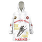 African American Heroes Wearable Blanket Hoodie Montford Point Marines - White - African Pride