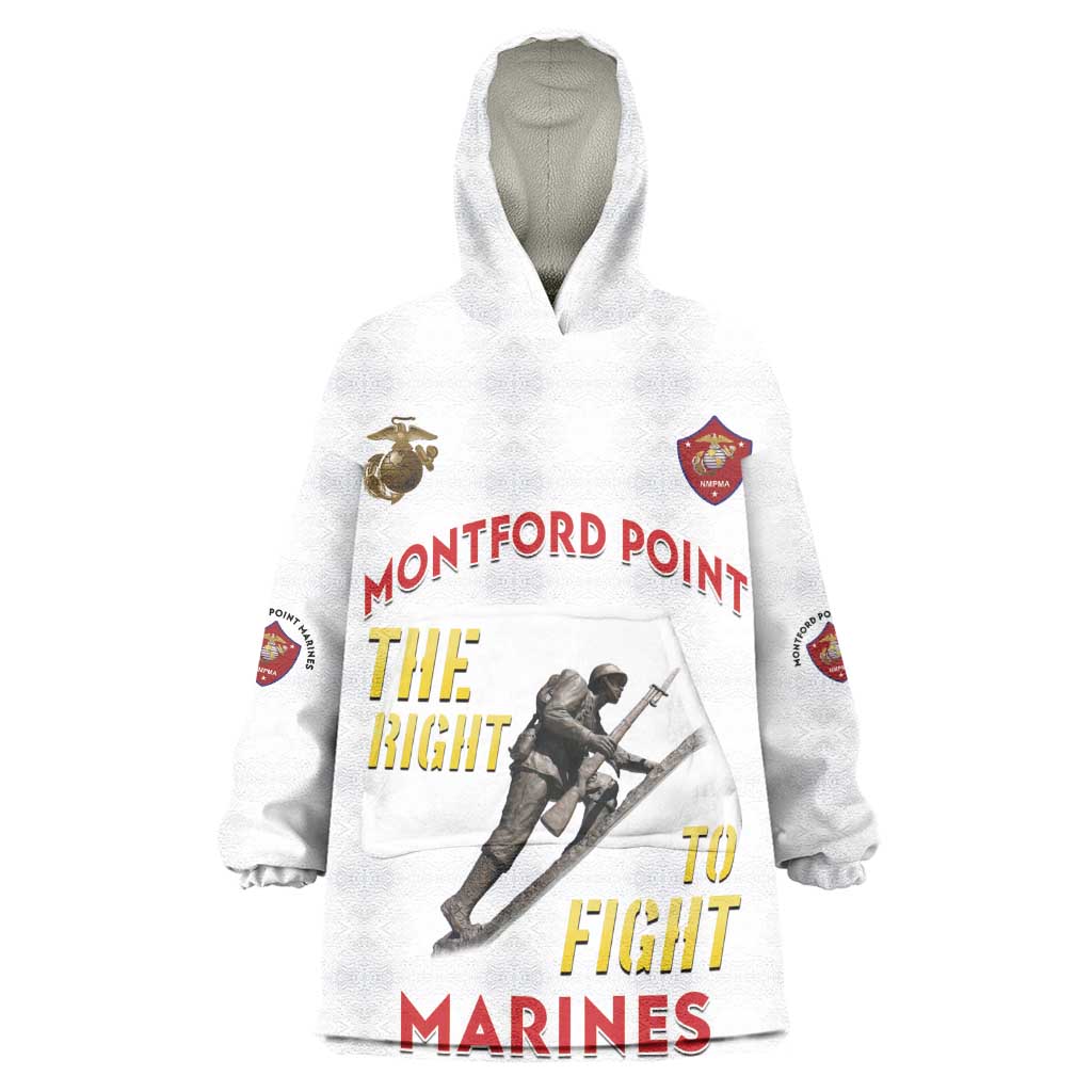African American Heroes Wearable Blanket Hoodie Montford Point Marines - White - African Pride