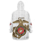 African American Heroes Wearable Blanket Hoodie Montford Point Marines - White - African Pride