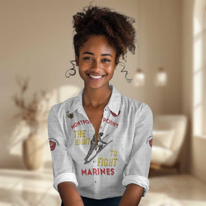 African American Heroes Women Casual Shirt Montford Point Marines - White - African Pride