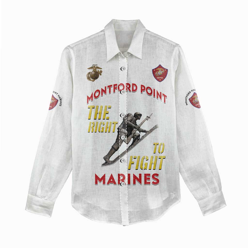 African American Heroes Women Casual Shirt Montford Point Marines - White - African Pride