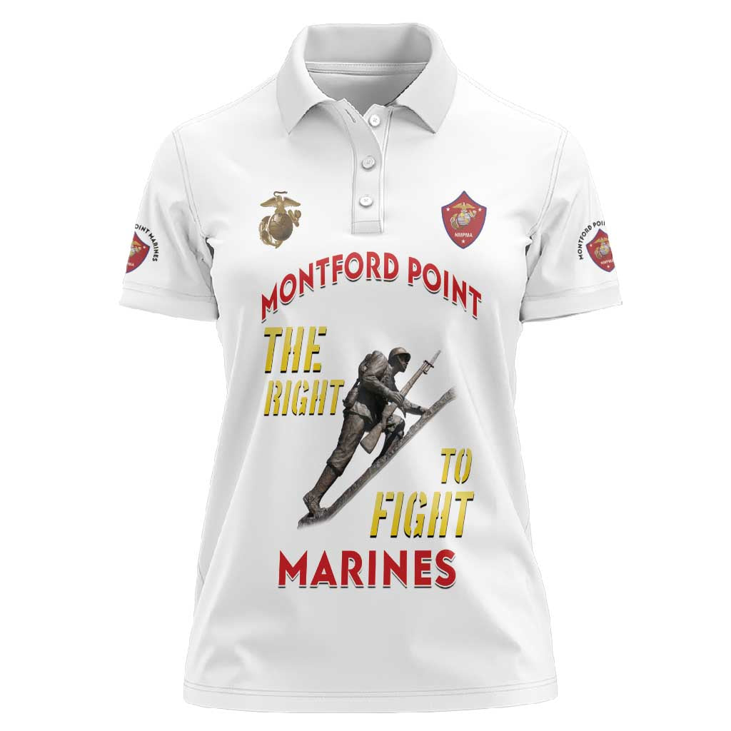 African American Heroes Women Polo Shirt Montford Point Marines - White - African Pride