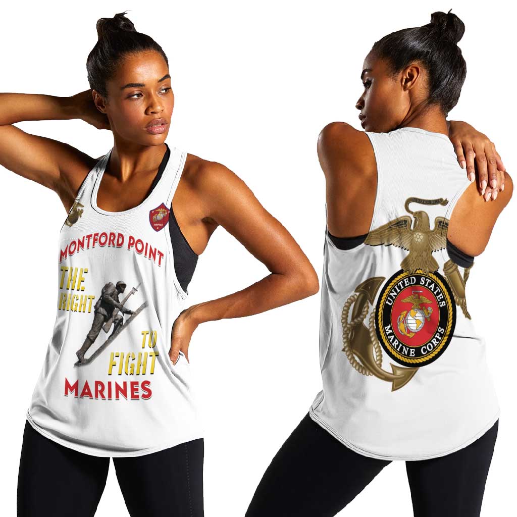 African American Heroes Women Racerback Tank Montford Point Marines - White - African Pride