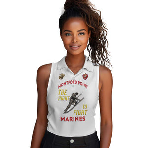 African American Heroes Women Sleeveless Polo Shirt Montford Point Marines - White - African Pride